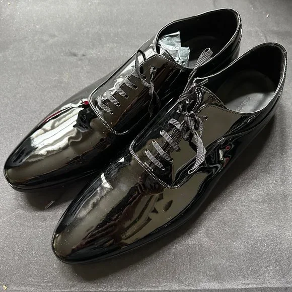 Suitsupply‎ Black Patent Leather Tuxedo Oxford Sz 9 SUITSUPPLY Size 9.5 Black Patent Leather Oxford Tuxedo Lace  main image 3